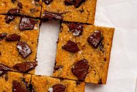 Chewy Chickpea Cookie Bars with Gooey Chocolate Swirls