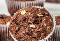 Decadent Chocolate Oatmeal Muffins with Chocolate Chips