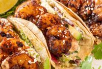 Spicy Blackened Shrimp Tacos with Avocado Lime Slaw