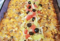 Cheesy Beef Enchilada Casserole with Layered Tortillas