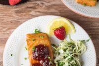 Oven-Baked Salmon with Roasted Strawberries and Herb Glaze