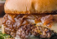 French Onion Burger Recipe with Melted Gruyère and Caramelized Onions