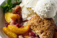 Raspberry and Peach Cobbler with Buttermilk Drop Biscuits