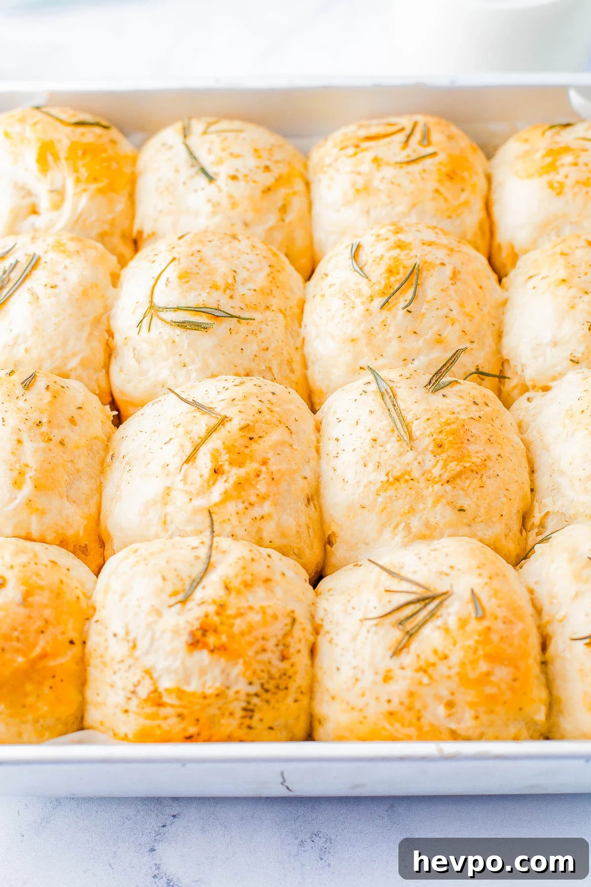 Garlic Herb Rolls in a baking dish. 