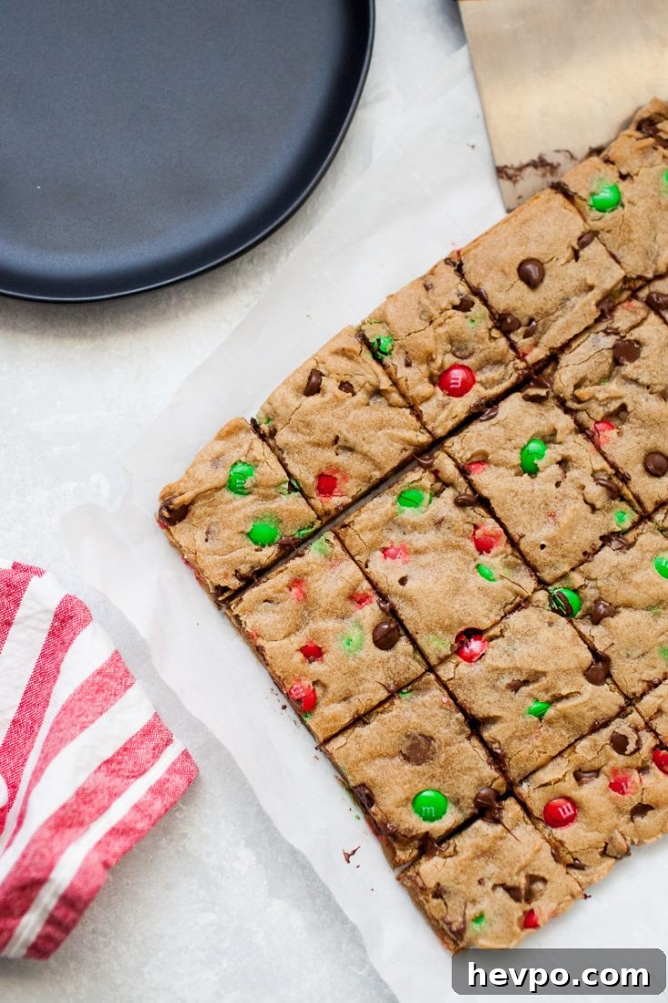 Christmas cookie bars cut into squares.