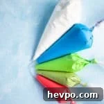 filled piping bags of royal icing