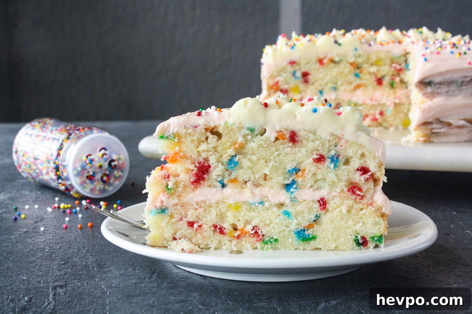 Funfetti Birthday Cake with Cream Cheese Frosting 10 Buttery layer cake with sprinkles and pink frosting!
