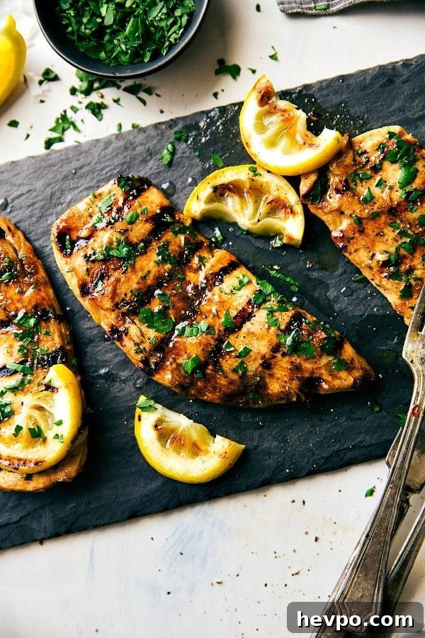 Grilled Chicken with Marinade and Fresh Herbs Grilled chicken covered in flavorful chicken marinade and topped with fresh herbs, perfectly cooked and full of flavor.