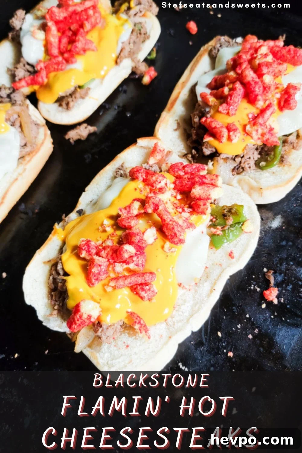 Flamin Hot Cheesesteaks on the Blackstone griddle