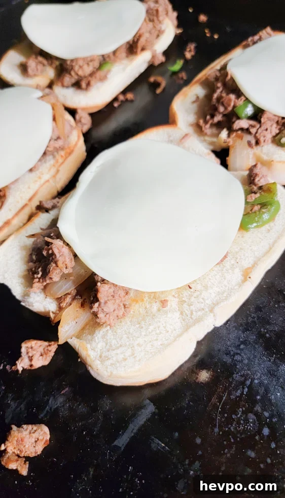 Shaved steak cooking
