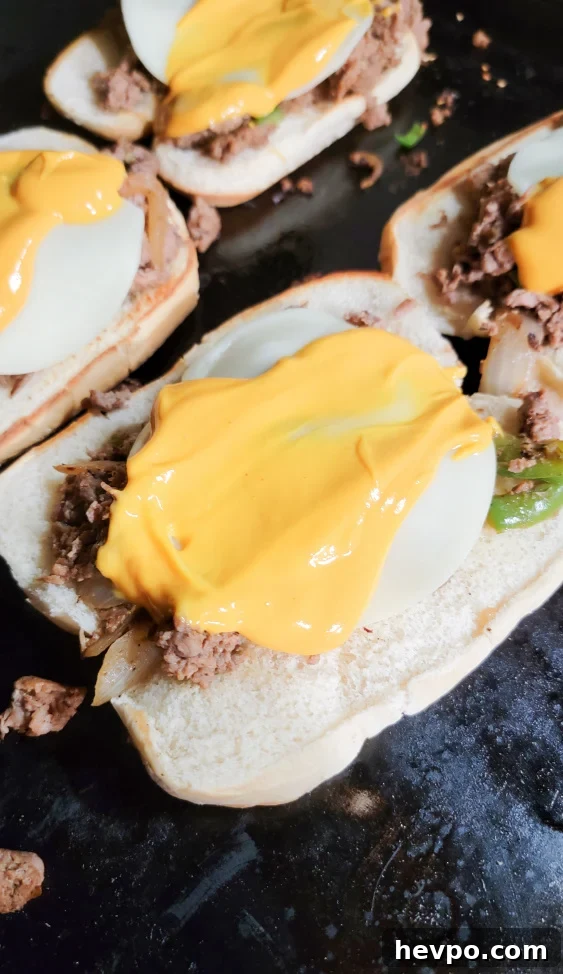 Cheesesteak mixture on griddle