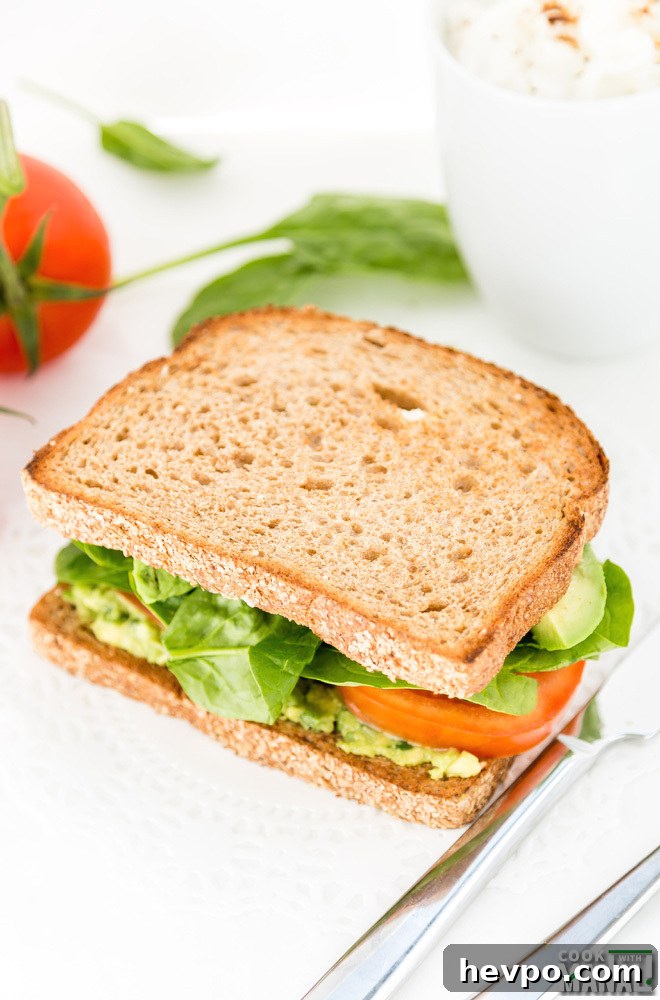 Avocado Tomato Spinach Sandwich