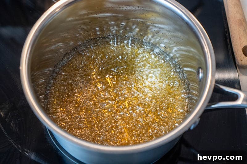 Syrup beginning to darken