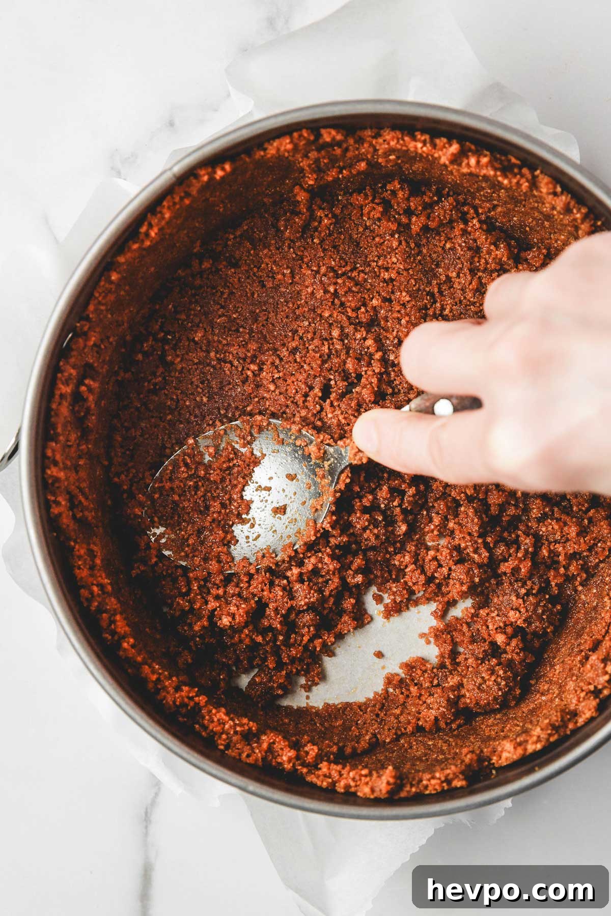 Biscoff Cookie Crust Recipe for Pies & Cheesecakes 6 biscoff crust pressed evenly into the bottom of the pan