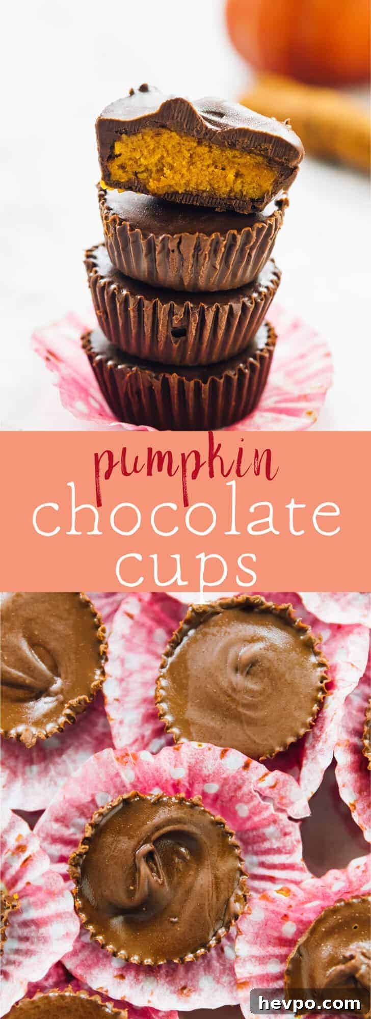 Pinterest image for pumpkin chocolate cups.