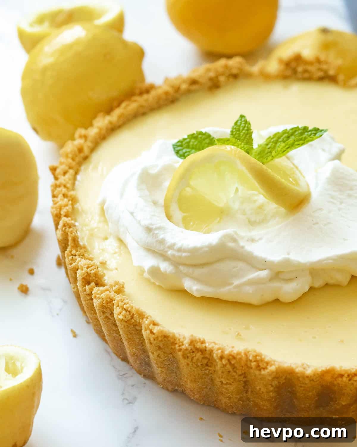 closeup of lemon icebox pie