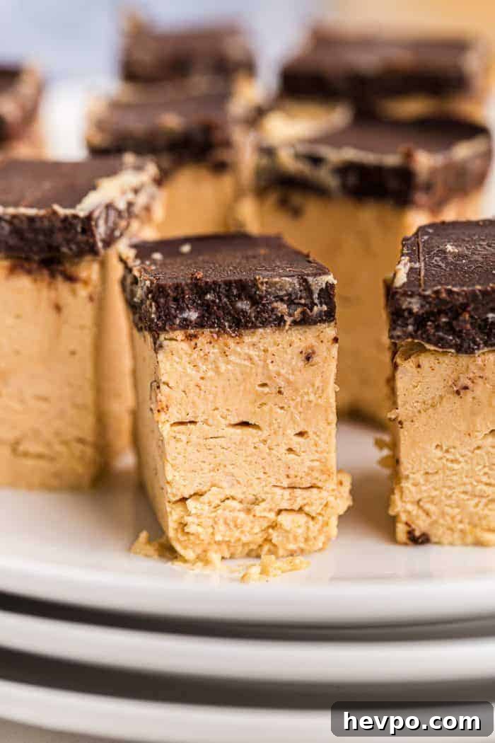 closeup of a keto peanut butter dessert piece