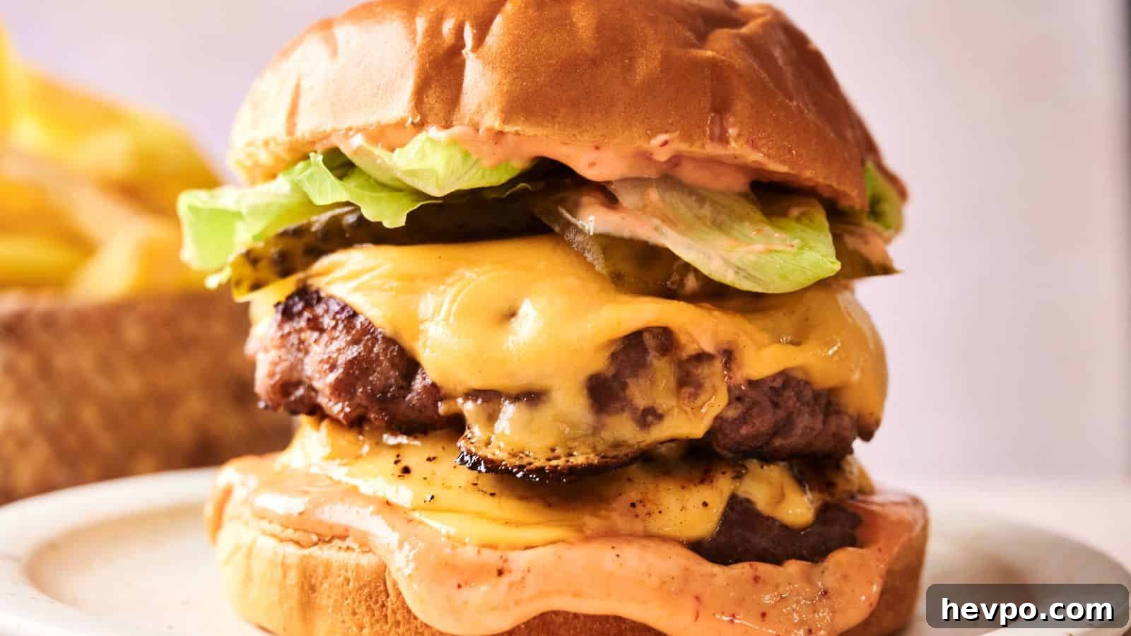 31 Copycat Restaurant Recipes for Delicious Nights In 24 A hamburger with cheese and lettuce on it.