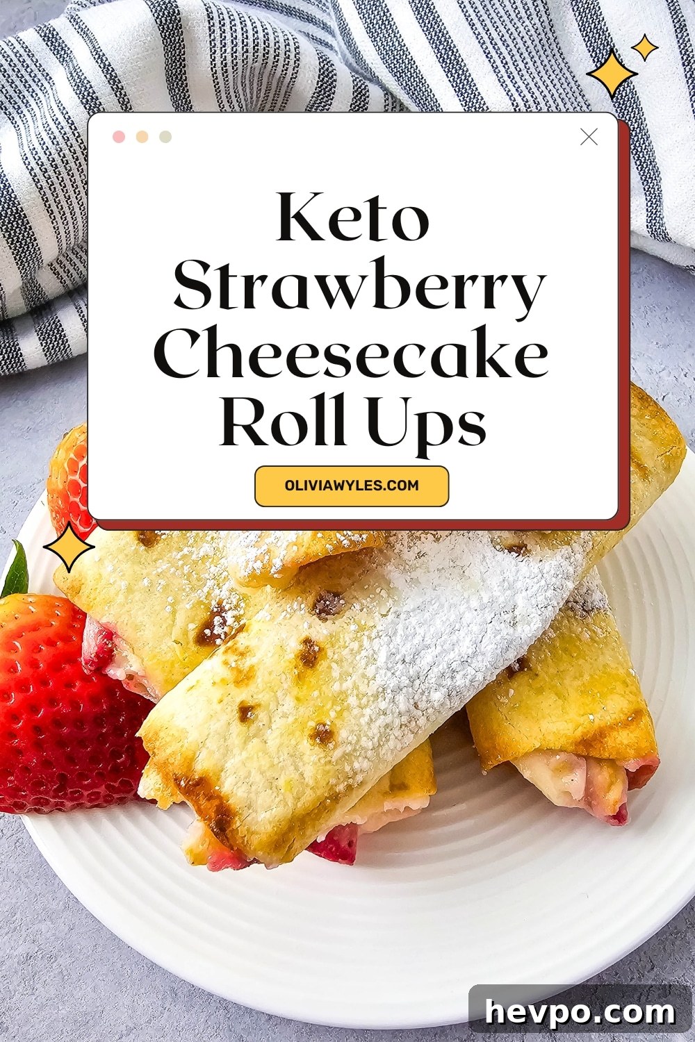 Keto Air Fryer Strawberry Cheesecake Roll Ups Pinterest Image