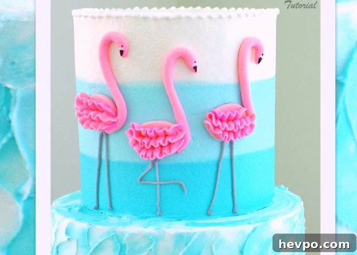Flamingo Cake with Ombre Buttercream