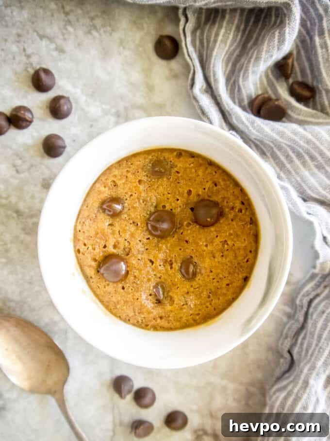 Mug cookie after the microwave.