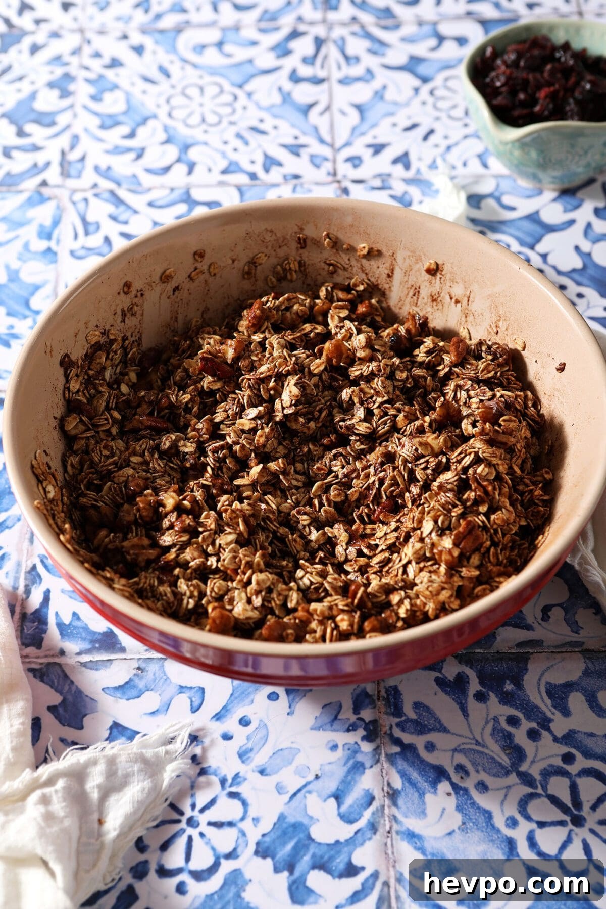 Wet granola in a bowl