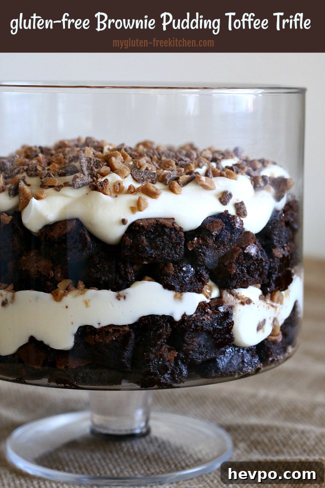 Gluten-Free Brownie, Pudding & Toffee Trifle Recipe 9 Gluten-free Brownie Pudding Toffee Trifle Recipe. Easy to make! I bring this to holiday get togethers.