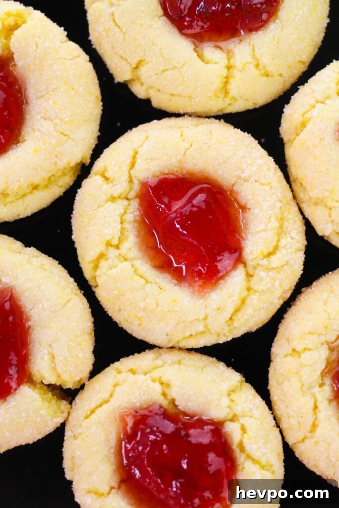 Cake Mix Thumbprint Cookies with Jam Filling 6 plate with cookies on it