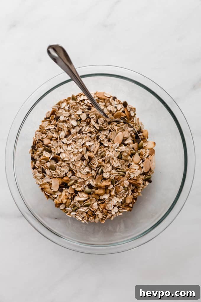 Homemade Muesli Bars Recipe for Energy and Crunch 4 muesli in a mixing bowl