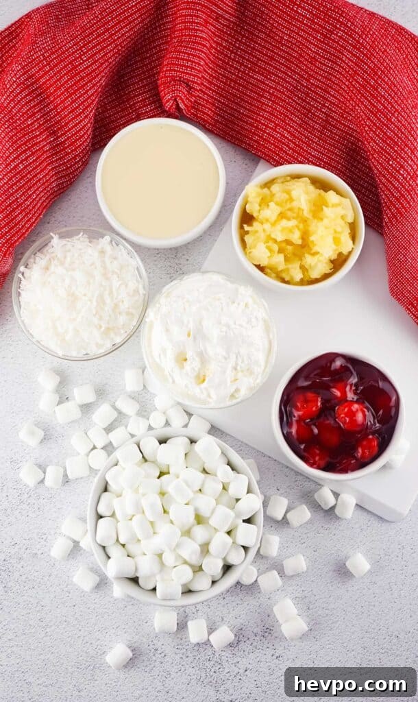 Light and Creamy Cherry Fluff Dessert Recipe 3 cherry fluff ingredients