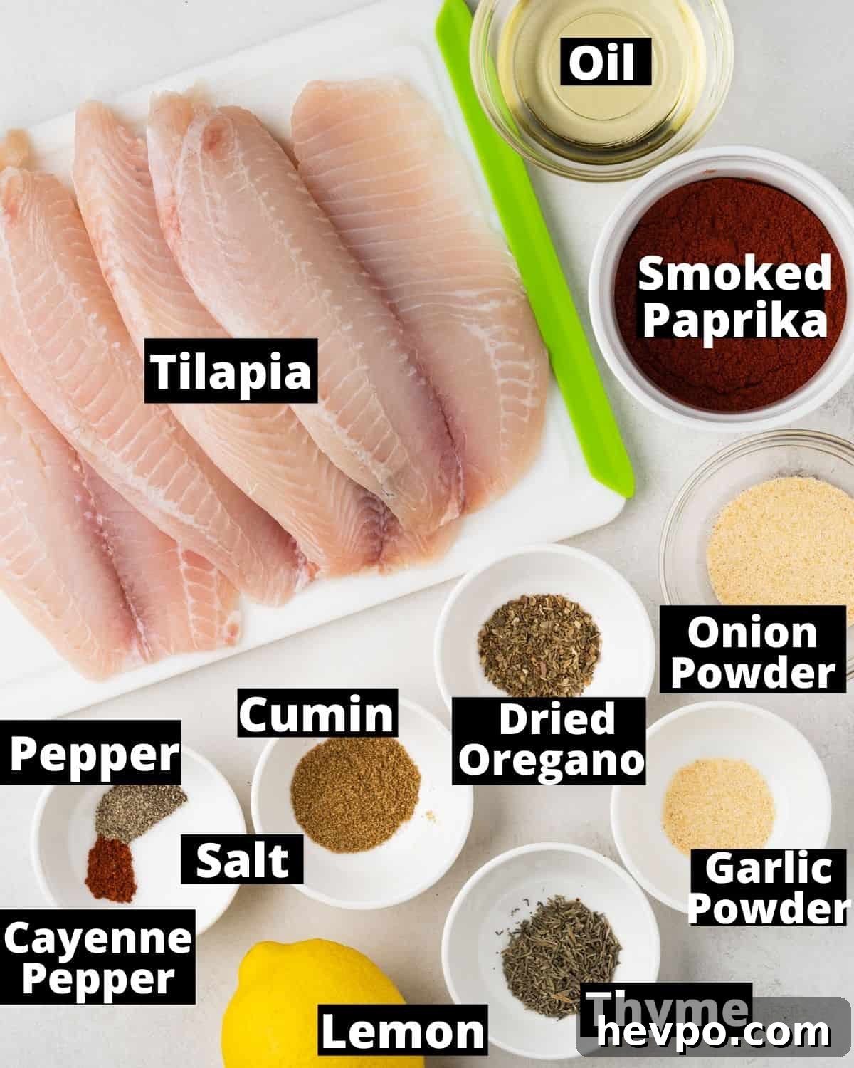 Ingredients needed for air fryer blackened tilapia