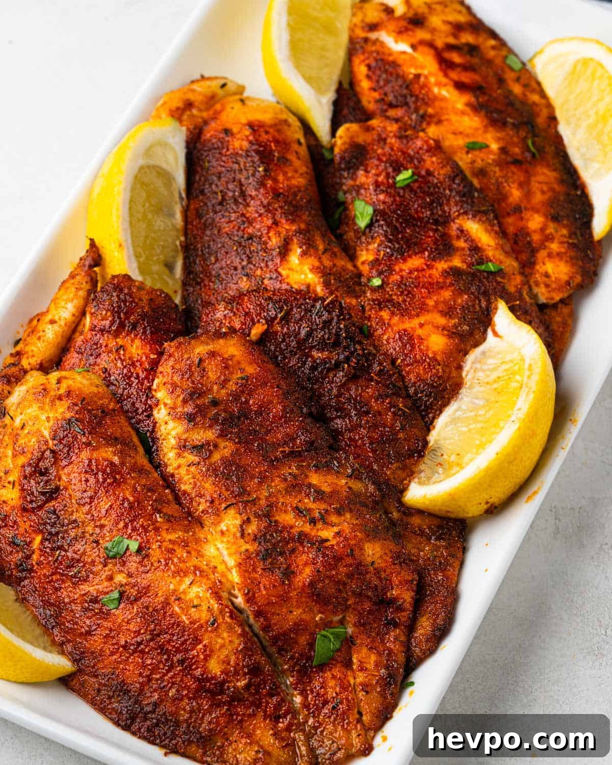 plate of tilapia cooked in the air fryer