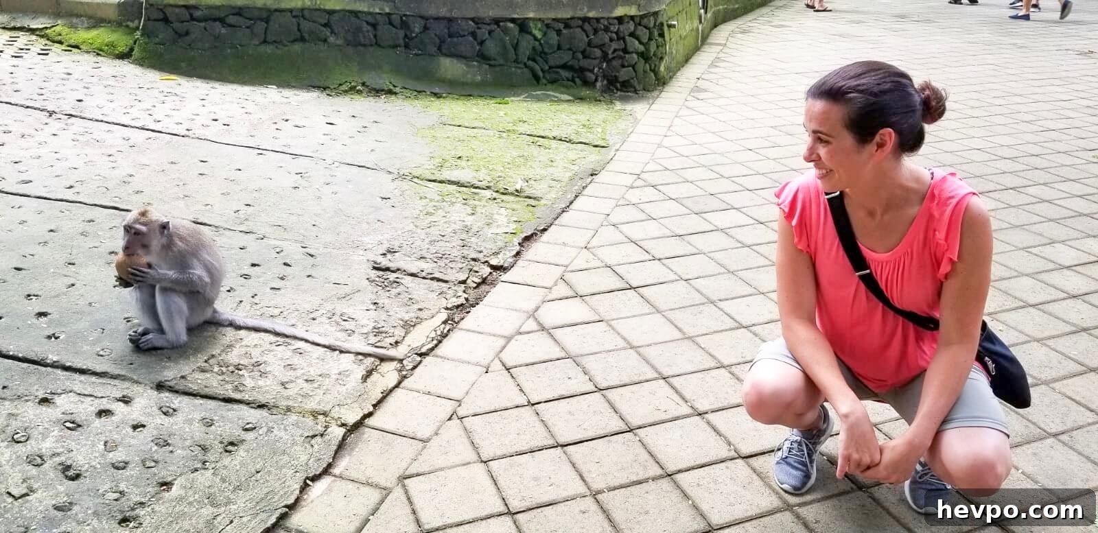 Jen and Monkey in Ubud Monkey Forest