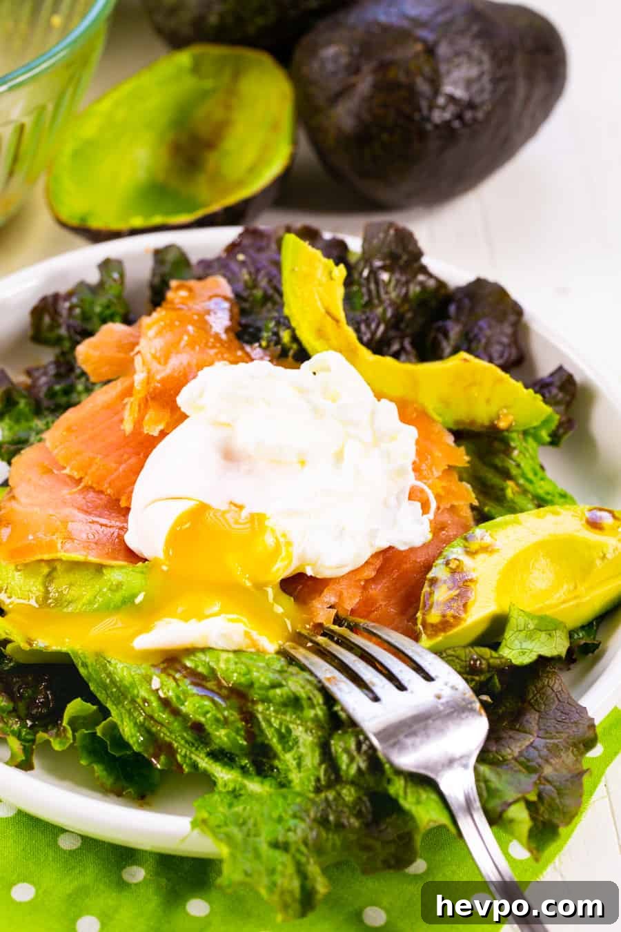 Smoked Salmon and Avocado Salad on a plate.