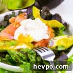 Poached Egg on top of salad.