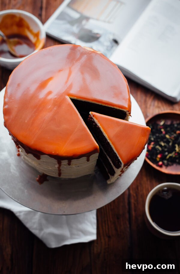 This AMAZING London Fog Cake is topped with an EARL GREY buttercream and salted caramel. The best chocolate cake I've ever made!