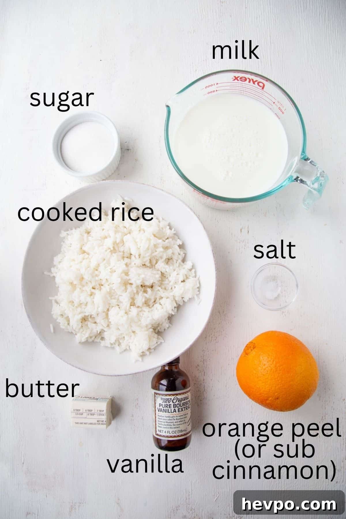 Creamy Rice Pudding Made with Cooked Rice 4 cooked rice, milk, sugar, salt, and other ingredients.