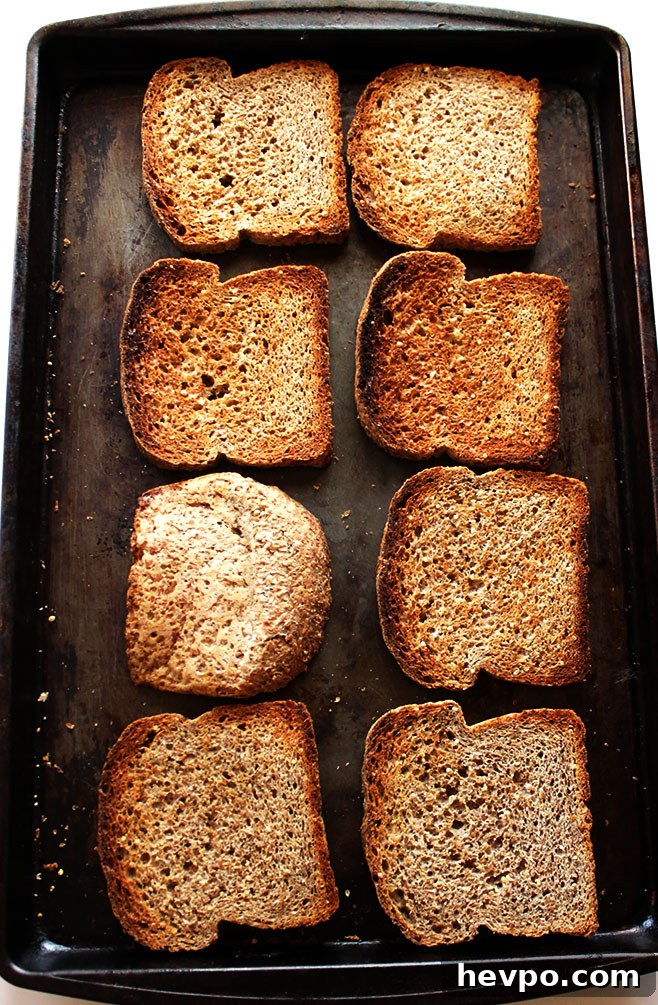 Toasting some Ezekiel bread for Healthier Stuffing!