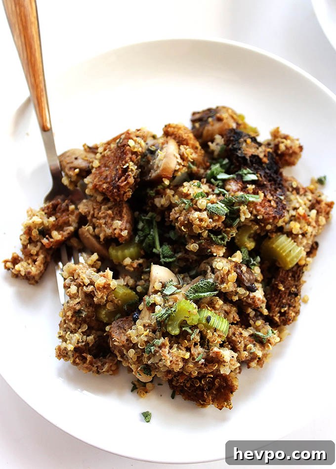 Healthier stuffing for Thanksgiving. Made with Ezekiel bread and quinoa. Hearty, filling, yummy!