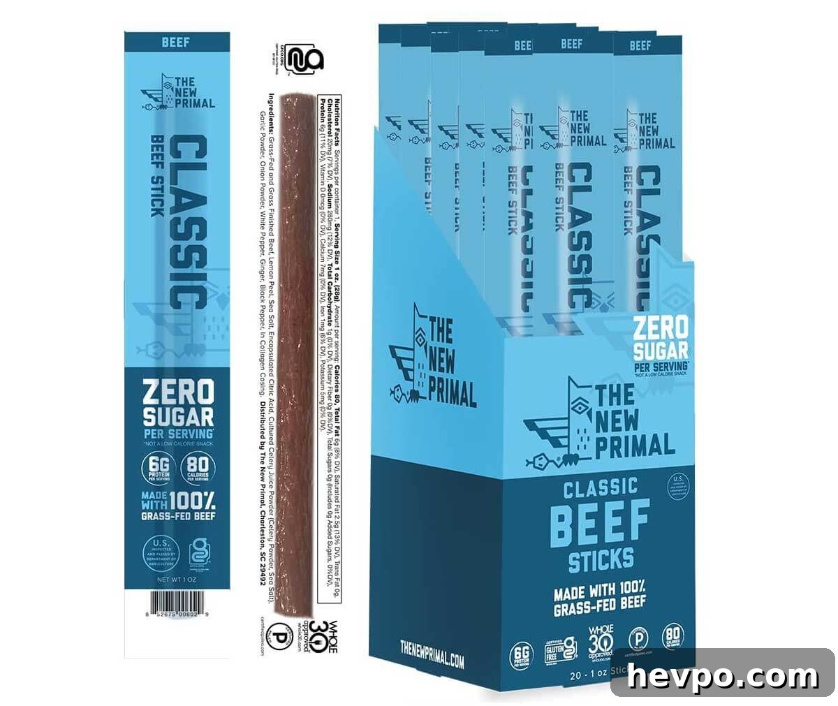 Whole30 The New Primal beef sticks.