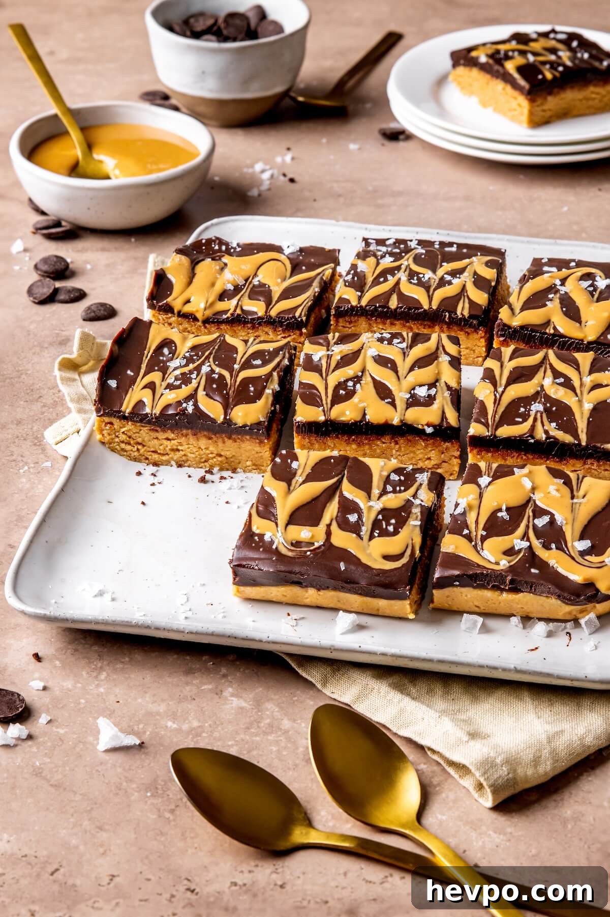 No Bake Peanut Butter Cookie Dough Bars with Chocolate Ganache - Olivia Adriance