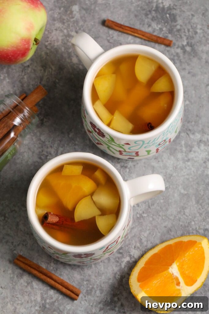 Apple cider mulled wine in mugs