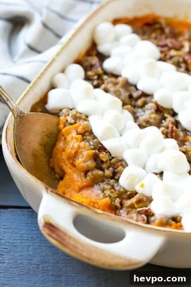 Cajun-Roasted Turkey Recipe for Bold, Spicy Flavor 8 This recipe for a sweet potato casserole with marshmallows is mashed spiced sweet potatoes, topped with both a pecan streusel topping and plenty of mini marshmallows. A holiday classic that's a family favorite!