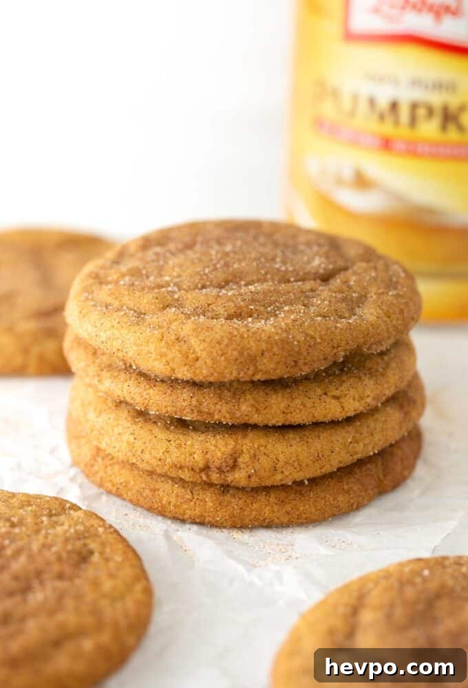 Soft Chewy Pumpkin Snickerdoodle Cookies 4 stack of pumpkin snickerdoodles