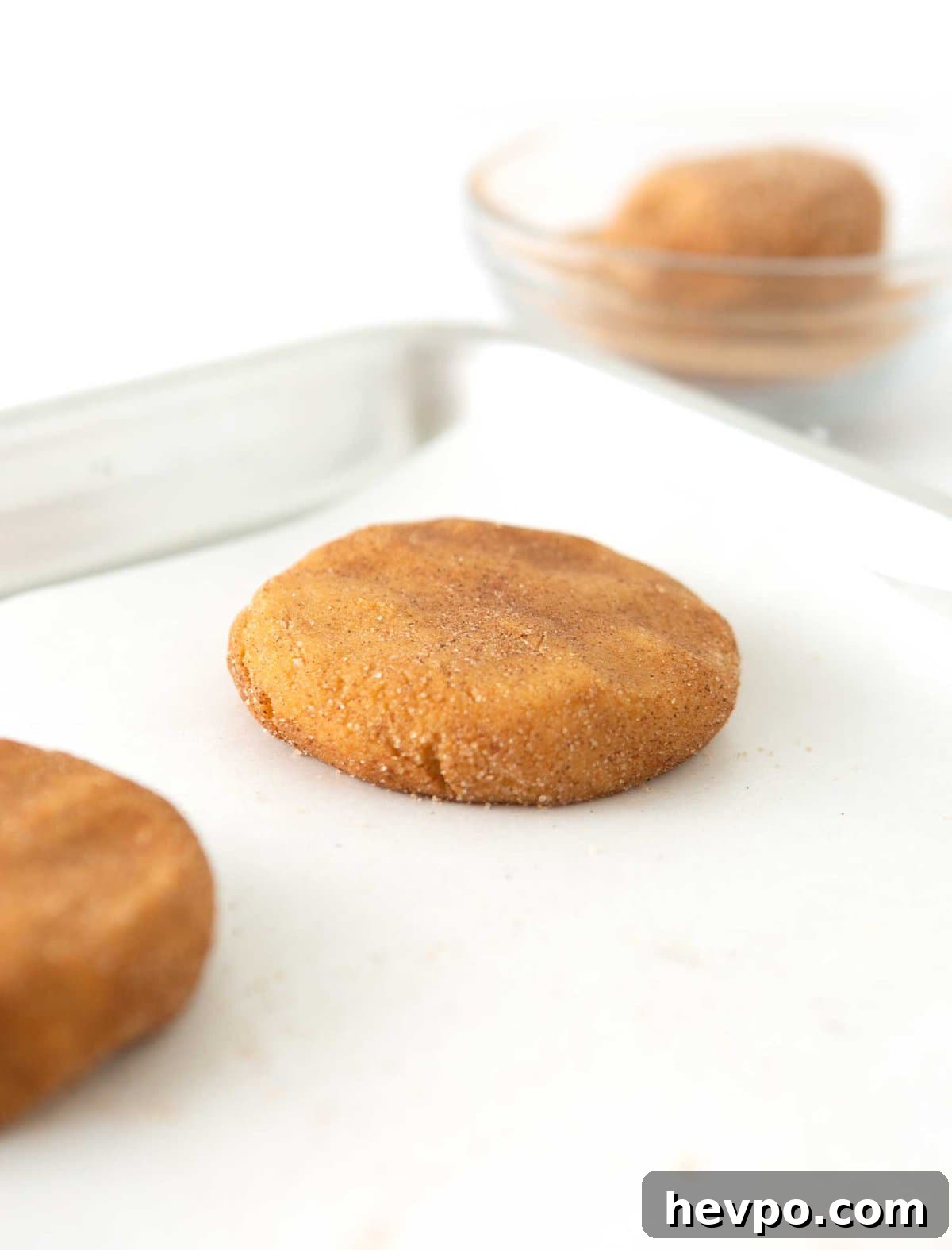 Soft Chewy Pumpkin Snickerdoodle Cookies 9 flattening top of pumpkin snickerdoodle