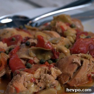 Slow-Cooker Italian Chicken with Artichokes & Roasted Peppers 3 This crock pot Italian chicken recipe is full of flavor with the artichokes, roasted red peppers, capers and of course white wine.