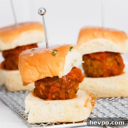 Instant Pot Meatball Sliders Recipe for Quick Weeknight Meals 7 Meatball sliders on a white background