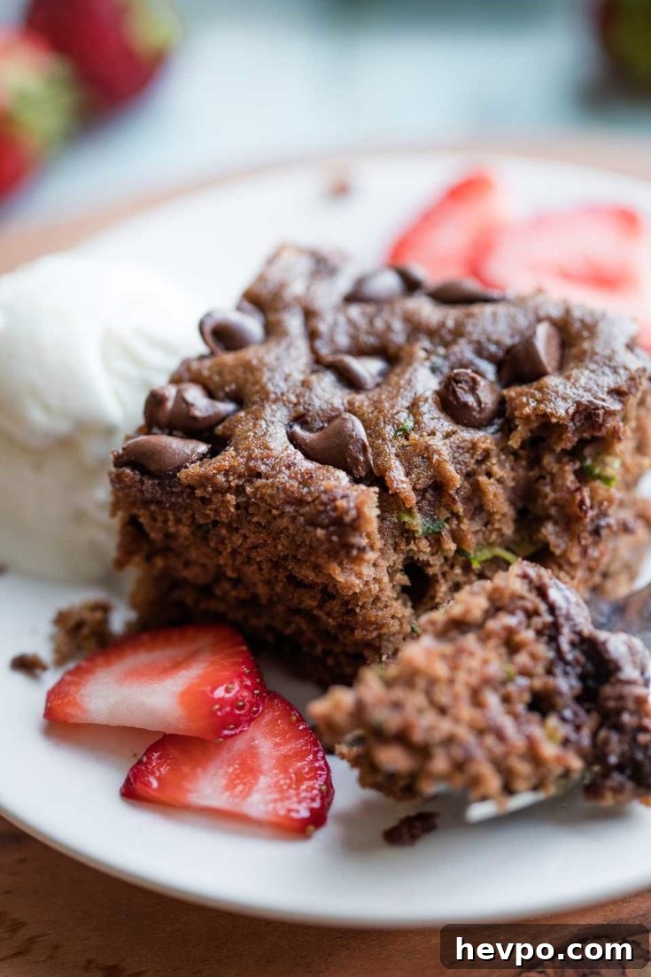 Closeup of chocolate zucchini cake