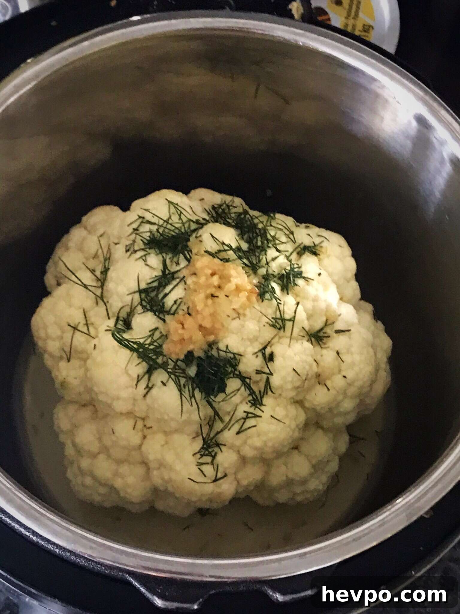 Instant Pot with cauliflower inside
