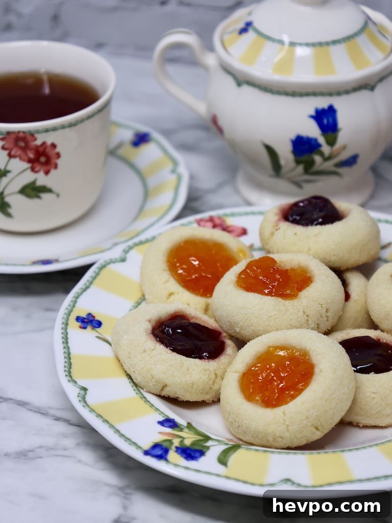 Jam Thumbprint Cookies with jam in the middle